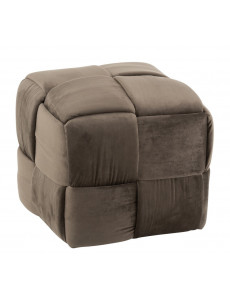 Pouf cube damier - Taupe...