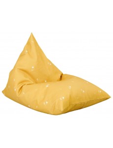 Pouf jaune en coton, motif triangle