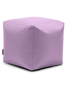 Pouf cube en tissu violet poudré